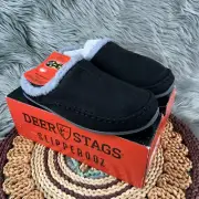 NWT Deer Stags Slipperooz Nordic Sz 7 Mens 9 Womens Black Gray Mule Slippers