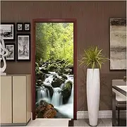 Door Stickers Self-Adhesive Landscape Waterfall Door Sticker Home Decoration Door Cover Wall Sticker Mural Wallpaper Poster(95x215cm)
