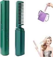 Victoriousact Comb, Victorious Act Comb, Victoriousact Hairdressing Comb,Mini Dual Purpose Curling Iron, Portable Hair Straightener Travel Curling Wand for Women Short Hair, All Hair Types (Green)