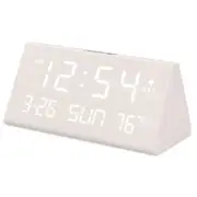 Digital Alarm Clocks for Bedrooms - Wooden Desk Clock with Date, Day of Week,