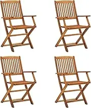 Garden Chair Folding Outdoor Chairs 4 pcs Solid Acacia Wood Patio Seating