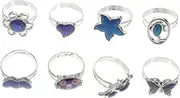 [ANDRESLAD] Adjustable Finger Change Mood Rings Cartoon Rings for Kids Thermochromic Colors