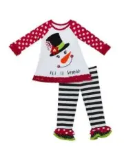 Rare Editions Snowman Let It Snow Top and Ruffled Pants Set 12 18 24 Months