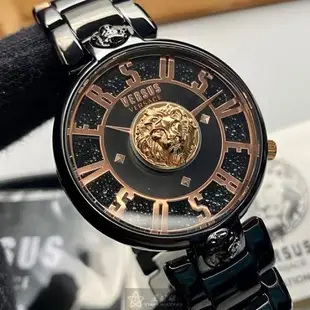VERSUS VERSACE手錶, 女錶 40mm 黑圓形精鋼錶殼 黑色簡約,中二針顯示,施華洛世奇水鑽錶面款 VV00070