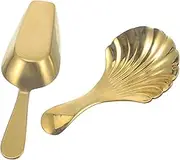 NOLITOY Brass Tea Scoop Spoons Set 2pcs Mini Teaspoons Stylish Versatile for Tea Coffee or Desserts