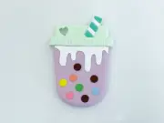 New Taro Boba Milk Tea Silicone Baby Teether, Bubble Tea Teething Toy Baby Gift