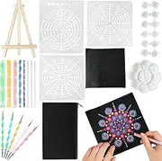 Mandala Dotting Tools Set – 21-Piece Mandala Art Kit for Rock Painting, Canvas, Nail Art & More – Includes Stencils, Acrylic Rods, Dotting Pens, Paint Palette, Easel & Storage Pouch