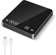 OQIMAX Coffee Scale with Timer,Precision Espresso Coffee Scale 3kg/ 0.1g USB Rechargeable, Temperature Resistant Food Scale with HD LED Screen, High Sensitivity Touch Button,Tare Function