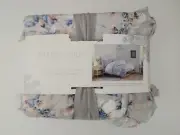 Shabby Chic Quilted Standard Pillow Shams Set Of 2 Blue Floral Ruffles Cotton