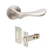 Zanda Juno Door Handle Lever Set on Round Rose Brushed Nickel