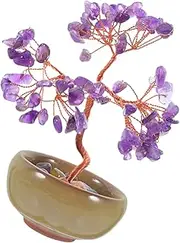 Crystal Tree Home Decor Chakra Crystal Hanging Ornament Feng Shui Successful Decoration Chakra Decor Feng Shui Decoration Gemstone Bonsai Purple Iron