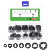 285Pcs Internal Tooth Washers Assortment Kit, 65Mn, 7 Size, Black