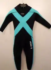 NWT! HEVTO HERO II KIDS FULL WETSUIT, 3/2mm NEOPRENE, SZ8, CHOOSE TEAL or YELLOW