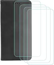 LCEHTOGYE Cover for Ulefone Note 16 Pro + 4 Slice HD Tempered Glass,Shell PU BracketBumper Protective Back Case - Anti-Scratch Screen Protector for Ulefone Note 16 Pro-YSNQ -Black