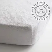 JumpOff Jo - Terry Cotton Fitted Crib Mattress Protector - Waterproof TPU Back, Breathable, Quiet, and Ultra Soft - for Infants and Toddlers - 28 x 52 x 9 - White