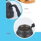 HG (Black1.2L)PTFE Stainless Steel Tea Pot Coffee Kettle Gooseneck Spout Pour