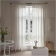 1 Panel Home Decoration Valance Curtains, Country Rustic Privacy Added Window Valance Semi Sheer Light Filtering Voile Window Treatments for Laundry Basement Cafe, WxL(White,132x274cm(52x108in))