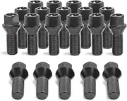 14x1.5 Lug Bolts Fit for A3 A4 A5 A6 A7 A8 S3 S4 S5 S6 S7 S8 Jetta Tiguan Golf Beetle CC, M14x1.5 Lug Bolts Black 20PC 28mm Shank(OEM Length) 52mm Length Conical Bulge Seat