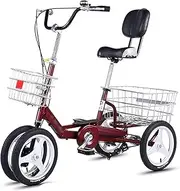 Tricycle for Adults, 3 Wheel Cruiser Bike High Carbon Steel Frame Adult Bicycle 12/14in Adult Tricycle with Shopping Basket for Recreation Shopping Picnics Exercise