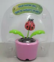 Solar DANCING LADYBUG Pink Flower Pot TOY Sunlight Powered Dancer BOBBLE HEAD