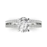 3.12 Oval Cut split shank Moissanite Promise Bridal Wedding Ring 14k White Gold