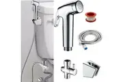Hand Held Bidet Douche Toilet Spray Shattaf Shower Head Hose Sprayer Kit Silver
