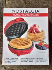 BRAND NEW! Nostalgia My Mini Personal Electric Waffle Maker 5" - Red