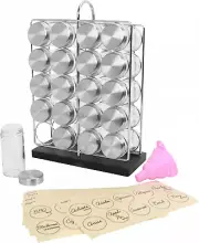 Orii 20 Jar Chrome Wire Spice Rack with Bamboo Base | Includes Silicone Funnel |