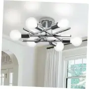 6-Light Sputnik Ceiling Light Fixture,Semi Flush Mount Ceiling Φ17in-6L Chrome