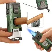 Green 3 Jet Flame Torch Cigar Lighter Guillotine Cutter Punch Holder Needle Gift