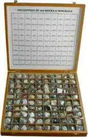 100 Rocks & Minerals Collection in Wooden Box