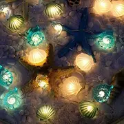 Ocean Theme Fairy String Lights 2m 20LEDs Shell Lights Battery Powered for Christmas Birthday Wedding Garden Seaside Camping Family Party Decoration