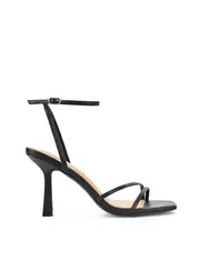 Sprinkle Strappy Heels - Black Leather