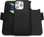 Dreem Fibonacci Compatible with iPhone 15 Pro Max Wallet case / 2-in-1 Shockproof case and Detachable Vegan Leather Folio, MagSafe Compatible, RFID Protection [Black]