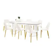 Devon and Geena 8 Seater Boucle Dining Set White