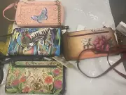 Anuschka Hand-Painted Leather Crossbody Clutch Wallet with RFID