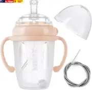 Weighted Straw Trainer Cup with Cap 8 Oz, Gen.3 Silicone Sippy Cup with Cap & St