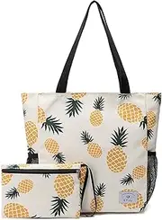 [ETidy] Large Capacity Foldable Tote Bag With Zipper Waterproof Sandproof Women Beach Bag Handbag Gym Bag Travel Shopping Bag