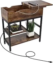 Creekview Home Emporium Skinny Side Table with Charging Station - End Table with USB, Nightstand with Charging Station