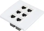 Ethernet Wall Plate 6 Port, Cat 6 Ethernet Wall Outlet Female-Female, Detachable Keystone Wall Coupler Jack Plate, Compatible with Cat5/5E/6/6A Ethernet Devices