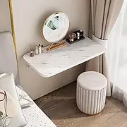 Wall Mounted Folding Table, Collapsible Wall Desk, Wooden Fold Down Floating Workbench Drop Leaf Desk for Small Spaces, Suspended Desk Fold Up Workstation(White,50x40cm/20x16in)