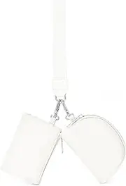 [romsrbutfo] Women's Dual Pouch Zip Wristlet Wallet-Portable Coin Purse & Coin Pocket,Small and Portable Mini Wallet Detachable Card Holder Package (1, White)