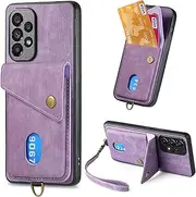 Compatible with Samsung Galaxy A73 5G Wallet Cover,Compatible with Samsung Galaxy A73 5G SM-A736 Card Holder [PC+TPU+PU] 3 in 1 Kickstand Phone Case Purple