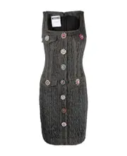 gem-embellished crinkled minidress IT40,IT38,IT36 Black