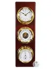 51cm Mahogany Weather Station With Barometer Thermometer Hygrometer & Quartz Clo