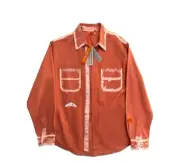 NWT HERON PRESTON DENIM BUTTONS SHIRT ORANGE SZ M MEN'S