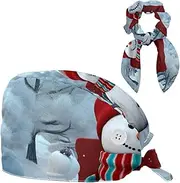 [YTYVAGT] Scrub Caps Women,Scrub Hats Suitable for Women,Christmas Snowman with Hat