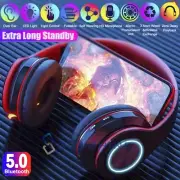 LED Wireless Bluetooth 5.0 Noise Canceling OverEar Headphones Bass Headset w Mic