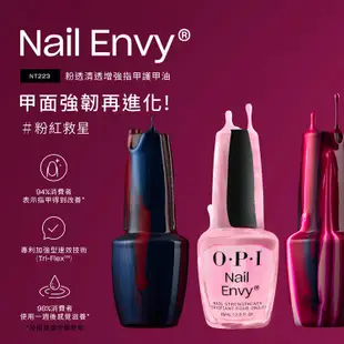 OPI 官方直營．粉透清透增強指甲護甲油15ml NT223．NAIL ENVY