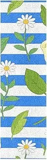 Amooorous Blue White Striped Calla Lily Daisy Flower Decorative Grip Tape for a Skateboard Non-Skid Grip Tape Scooter Tear-Proof Cruiser Griptape 33×9 Inch